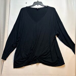 INC Women's Black V-Neck Top with twist front